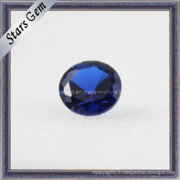 Perle Artificielle Bulet Round Cut Corundum Blue Gemstone Sapphire Beads